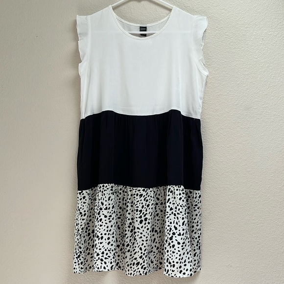 SHEIN White/Black Colorblock Leopard Patchwork Doll Dress, Size Small, Cowgirl - Picture 1 of 13